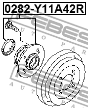 подшипник ступ. зад.!\ Nissan Sunny (Y10) 90-00 0282-Y11A42R FEBEST