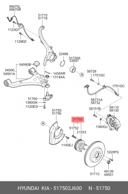 Ступица KIA Mohave (13-) передняя OE 517502J600 HYUNDAI KIA