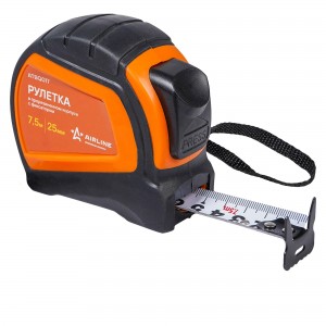 Рулетка в прорезиненном корпусе с фиксатором 7,5м х 25мм (ATBQ017) ATBQ017 AIRLINE