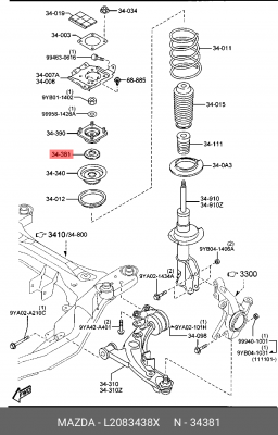 Втулка опоры амортизатора Fr  CX-7/9 L2083438X L208-34-38X MAZDA