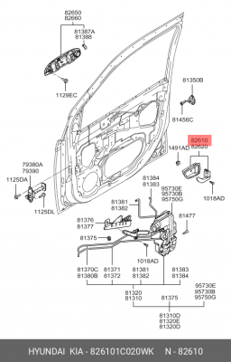 Ручка двери внутренняя левая 82610-1C020WK 826101C020WK HYUNDAI KIA