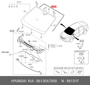 МОЛДИНГ ЛОБОВОГО СТЕКЛА 86130-A7000 86130A7000 HYUNDAI KIA