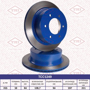 Диск тормозной передний вентилируемый TCC1249 TCC1249 TATSUMI