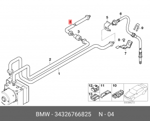 трубопровод тормозной !M10/M10-1206mm \BMW 3' E46, 5' E60/E61 34 32 6 766 825 BMW
