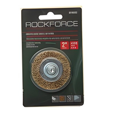 Кордщетка для дрели дисковая 50мм витая латунь в блистере ROCKFORCE RFBFR002 ROCK FORCE