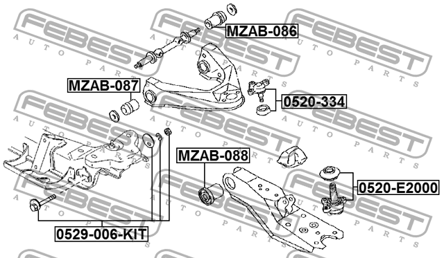 опора шаровая лев.+прав.!\ Mazda E2000/E2200 97-06 0520-E2000 FEBEST