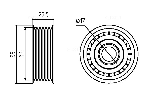 Ролик приводного ремня SSANGYONG Actyon (10-),Actyon Sport (12-),Rexton (12-) (D GTA0150 GMB