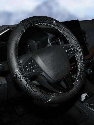 Оплетка на руль, искусственная кожа, женская модель, черная/принт, 38 см / M (AW AWC-CM-06M AIRLINE