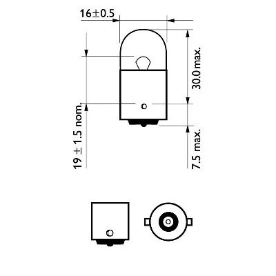 Лампа 12V R10W BA15s PHILIPS 12814CP PHILIPS