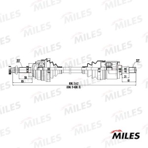 Привод в сборе левый VW CADDY/SKODA FELICIA 1.3-1.9D 95-01 (GKN 301470) GC01128 GC01128 MILES