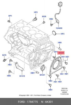 Сальник коленвала FORD Focus (04-11) задний OE 1784775 FORD