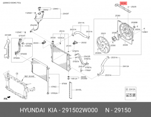 Опорная планка вентилятора радиатора 29150-2W000 291502W000 HYUNDAI KIA