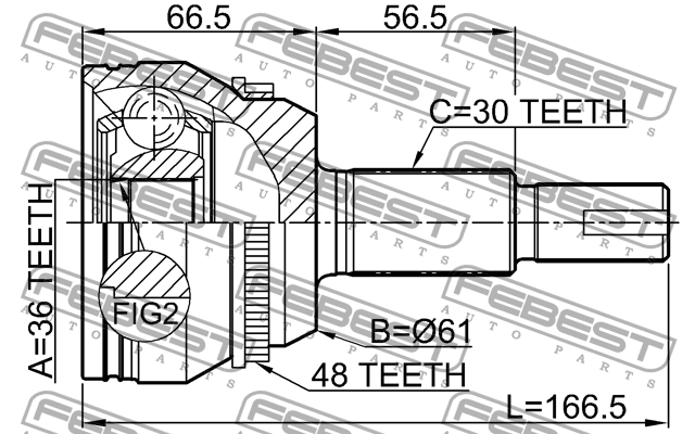 Шрус наружный 36x61x30 0110-GSX30A48 FEBEST