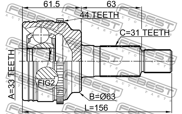 ШРУС внешний MAZDA CX-7 ER 2007-2009 [EU] 0510-ERA44 0510-ERA44 FEBEST