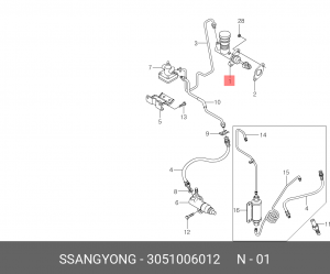 Цилиндр сцепления главный SSANGYONG Korando (96-05) OE 3051006012 SSANG YONG