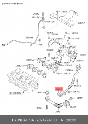 прокладка турбокомпрессора!\ Hyundai Accent, KIA Matrix 01-07 282472A100 HYUNDAI