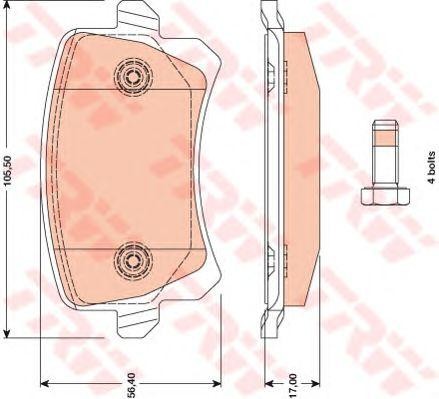 Колодки задние AUDI A6 (C6), Q3 (8U), VW PASSAT (36_, 3C_), TIGUAN GDB1763 GDB1763 TRW