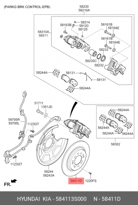 Диск тормозной HYUNDAI Sonata (14-) (R14) задний (1шт.) OE 58411-3S000 HYUNDAI KIA