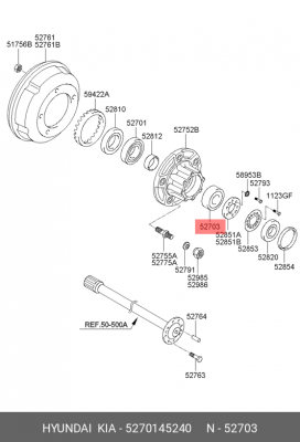 Подшипник ступицы HYUNDAI HD72 задней наружный OE 5270145240 HYUNDAI KIA