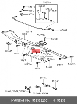 Шайба болта регулировки сход развала 55233-22001 5523322001 HYUNDAI KIA