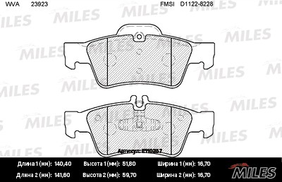 Колодки тормозные задние (без датчика) (Смесь Semi-Metallic) MERCEDES-BENZ W164  E110257 MILES
