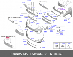 Решетка радиатора KIA Seltos (19-) (B TYPE - BLACK+CR COAT`G) OE 86350Q5010 HYUNDAI KIA
