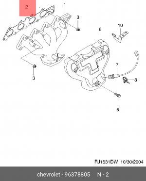 Прокладка коллект. выпуск. DAEWOO NEXIA/LACETTI 16v 96378805 96378805 GENERAL MOTORS