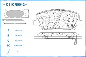 Тормозные колодки передние Low Metallic C11CR0042 C11CR0042 CWORKS
