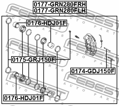 Суппорт передн правый TOYOTA LAND CRUISER PRADO 150 2009- 0177-GRN280FRH 0177-GRN280FRH FEBEST