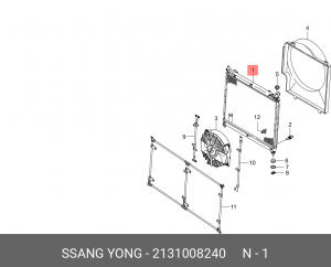 Радиатор SSANGYONG Rexton (02-) (E32/28) АКПП OE 2131008240 SSANG YONG