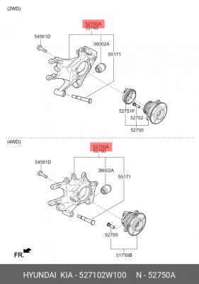 Цапфа ступицы 52710 2W100 MOBIS
