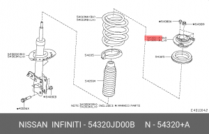 Опора переднего амортизатора правая 54320-JD00B 54320-JD00B NISSAN