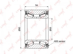 Подшипник ступицы передний с ABS (54x55x90) подходит для CITROEN Jumper 2.0D-3.0 WB-1290 LYNXAUTO