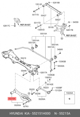 Сайлентблок заднего рычага 55215-1H000 55215-1H000 HYUNDAI KIA