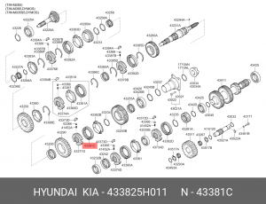 Обойма HYUNDAI HD65,72,78,County (M035S5,M3S5) синхронизатора 1-й передачи и зад 433825H011 HYUNDAI KIA