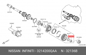 3214200QAA ГАЙКА, ШЕСТИГРАННАЯ, НВД-2,5ММ 32142-00QAA NISSAN