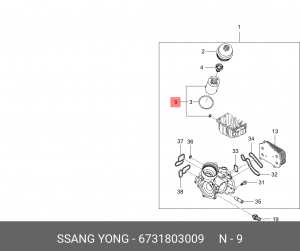 Фильтр масляный SSANGYONG Torres (24-)(G15DTF),Tivoli (15-)(G16F) OE 6731803009 SSANG YONG