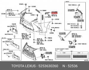 Направляющая переднего бампера левая 52536-30260 52536-30260 TOYOTA