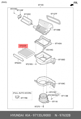 Фильтр салона 97133-J9000 97133J9000 HYUNDAI KIA