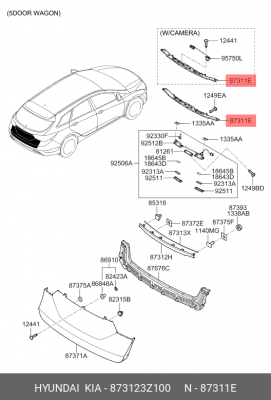 873123Z100 GARNISH-TAIL GATE,LWR 873123Z100 HYUNDAI