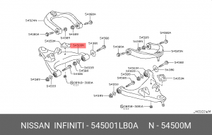 рычаг передний нижний правый!\ Nissan 54500-1LB0A NISSAN