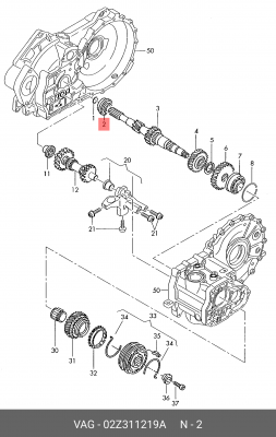 подшипник КПП! роликовый первичного вала 22х45х15.5\ Audi, VW, Skoda 02Z 311 219 A VAG