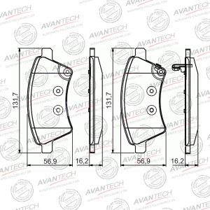 Колодки тормозные дисковые Avantech передние (противоскрипная пластина в компл.) AV740 AVANTECH