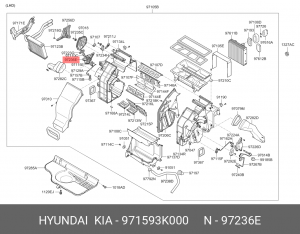 Привод HYUNDAI Santa Fe (06-) заслонки отопителя OE 971593K000 HYUNDAI KIA