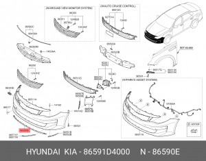 86591D4000 Панель бампера/k lip assy-front bumper 86591D4000 HYUNDAI