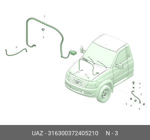 Проводка УАЗ-3163 провод от генератора к стартеру (ОАО УАЗ) 316300372405210 UAZ UAZ