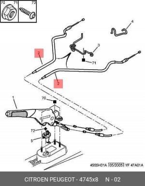 трос ручника! левый\ Citroen Berlingo, Peugeot Partner 96> 4745 X8 CITROEN PEUGEOT