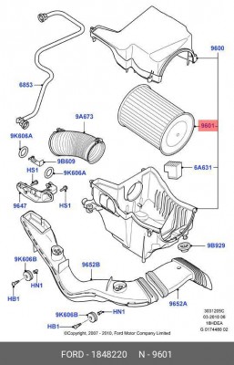 Фильтр воздушный круглый FORD FOCUS/C-MAX (1.6/2.0) 1848220 1848220 FORD