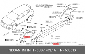 накладка крыла !передний левый \ Nissan X-trail Т32 13-25 63861-4CE1A NISSAN