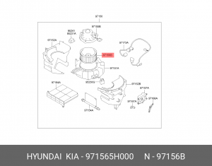 Крыльчатка HYUNDAI HD65,72,78 вентилятора отопителя салона OE 971565H000 HYUNDAI KIA